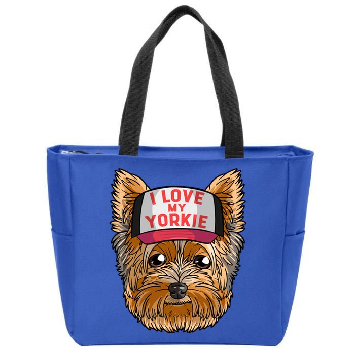 I Love My Yorkie Cute Dog Mom Gift Zip Tote Bag