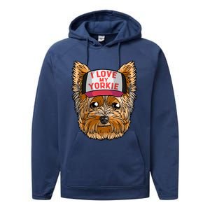 I Love My Yorkie Cute Dog Mom Gift Performance Fleece Hoodie