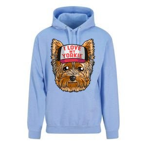 I Love My Yorkie Cute Dog Mom Gift Unisex Surf Hoodie