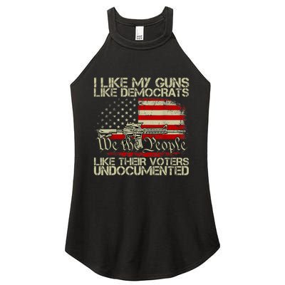 I Like My Guns Like Democrats Like Their Voters Undocumented Women's Perfect Tri Rocker Tank