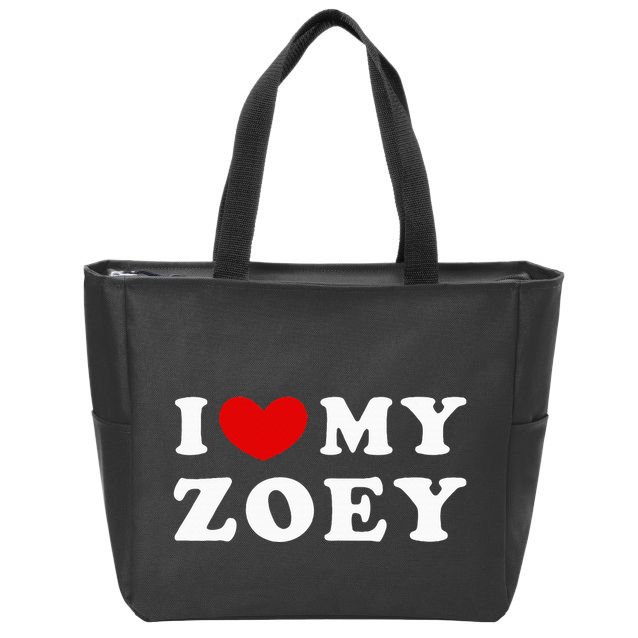 I Love My Zoey Zip Tote Bag