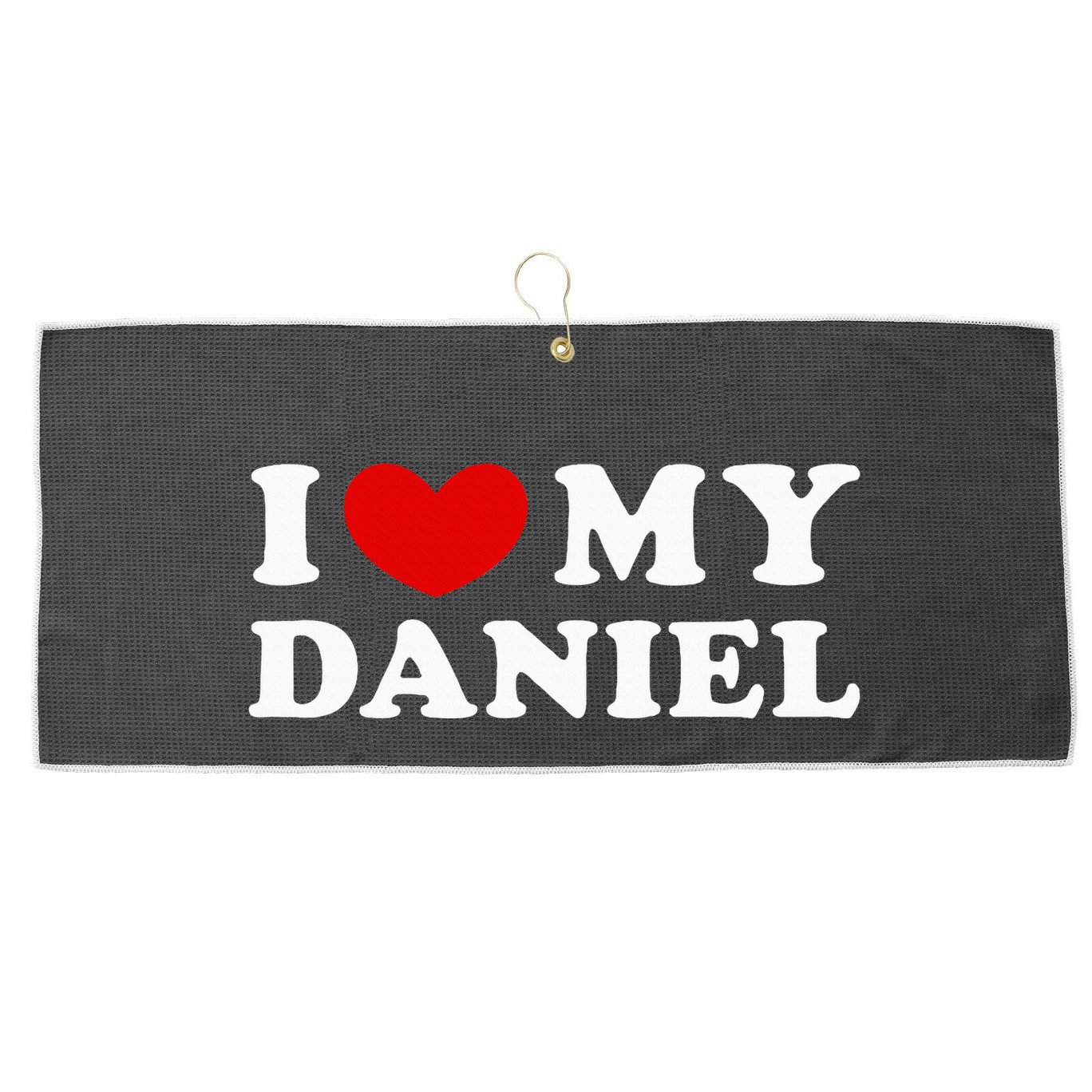 I Love My Daniel Large Microfiber Waffle Golf Towel