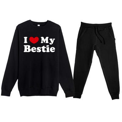 I Love My Bestie I Heart My Bestie Cool Gift Premium Crewneck Sweatsuit Set