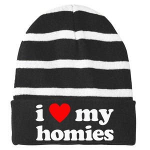 I Love My Homies Best Friend Striped Beanie with Solid Band