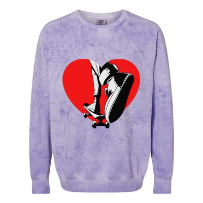 I Love My Skateboard Skateboarding Lover Valentines Day Colorblast Crewneck Sweatshirt