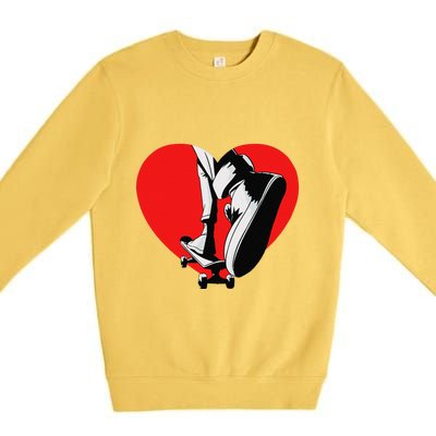 I Love My Skateboard Skateboarding Lover Valentines Day Premium Crewneck Sweatshirt