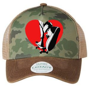 I Love My Skateboard Skateboarding Lover Valentines Day Legacy Tie Dye Trucker Hat