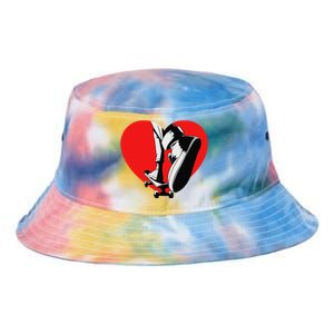 I Love My Skateboard Skateboarding Lover Valentines Day Tie Dye Newport Bucket Hat