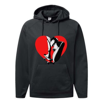 I Love My Skateboard Skateboarding Lover Valentines Day Performance Fleece Hoodie