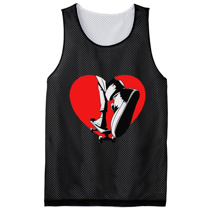 I Love My Skateboard Skateboarding Lover Valentines Day Mesh Reversible Basketball Jersey Tank