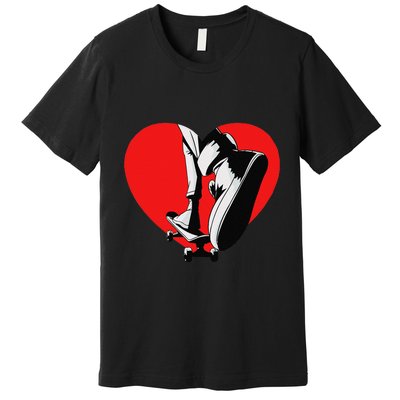 I Love My Skateboard Skateboarding Lover Valentines Day Premium T-Shirt