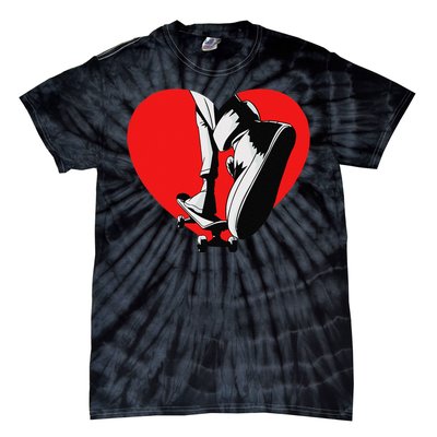 I Love My Skateboard Skateboarding Lover Valentines Day Tie-Dye T-Shirt