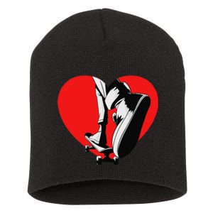 I Love My Skateboard Skateboarding Lover Valentines Day Short Acrylic Beanie