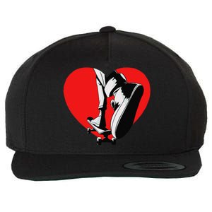 I Love My Skateboard Skateboarding Lover Valentines Day Wool Snapback Cap