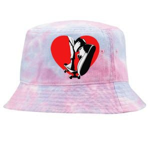 I Love My Skateboard Skateboarding Lover Valentines Day Tie-Dyed Bucket Hat