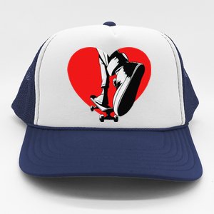 I Love My Skateboard Skateboarding Lover Valentines Day Trucker Hat