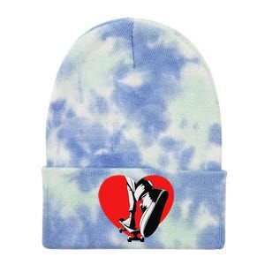 I Love My Skateboard Skateboarding Lover Valentines Day Tie Dye 12in Knit Beanie