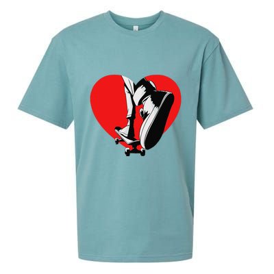 I Love My Skateboard Skateboarding Lover Valentines Day Sueded Cloud Jersey T-Shirt