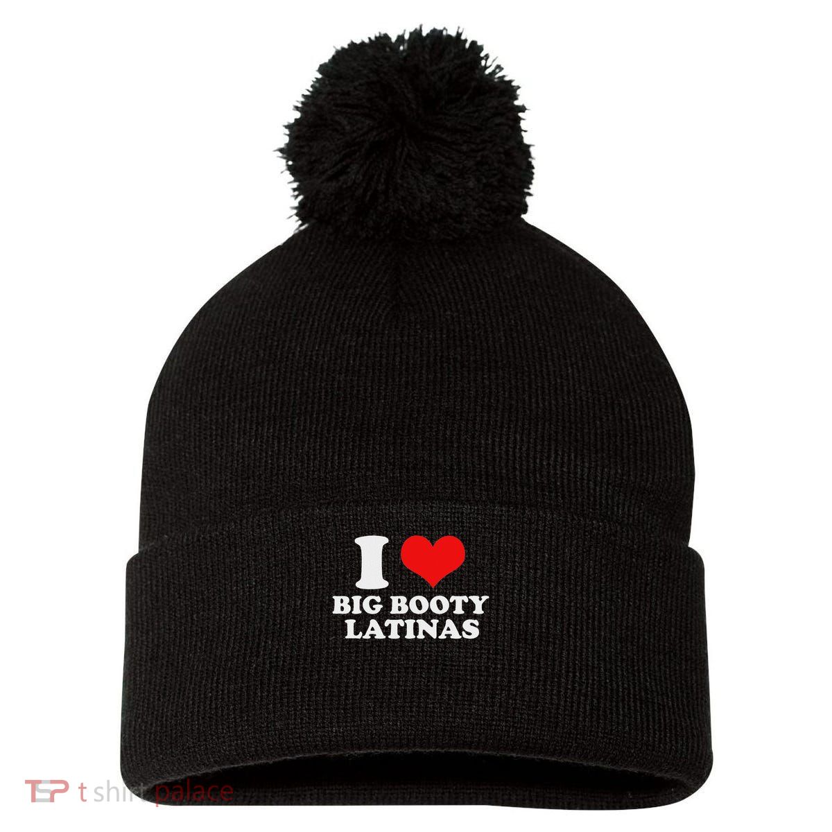 I Love My Big Booty Latinas Matching Red Heart Gf Graphic Pom Pom 12in Knit Beanie