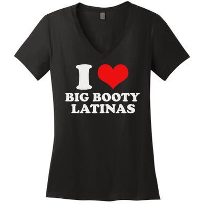 I Love My Big Booty Latinas Matching Red Heart Gf Graphic Women's V-Neck T-Shirt