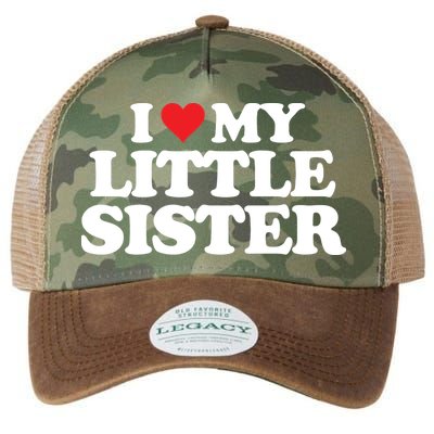 I Love My Little Sister Heart Funny Fun Gift Legacy Tie Dye Trucker Hat