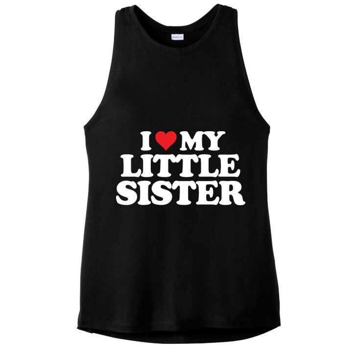 I Love My Little Sister Heart Funny Fun Gift Ladies PosiCharge Tri-Blend Wicking Tank