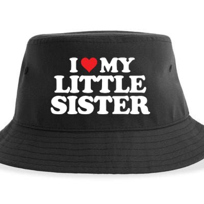 I Love My Little Sister Heart Funny Fun Gift Sustainable Bucket Hat