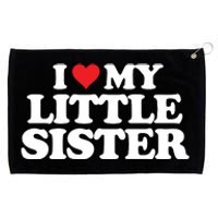 I Love My Little Sister Heart Funny Fun Gift Grommeted Golf Towel