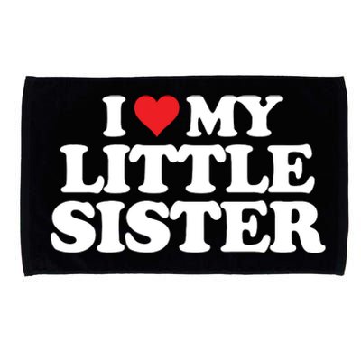 I Love My Little Sister Heart Funny Fun Gift Microfiber Hand Towel