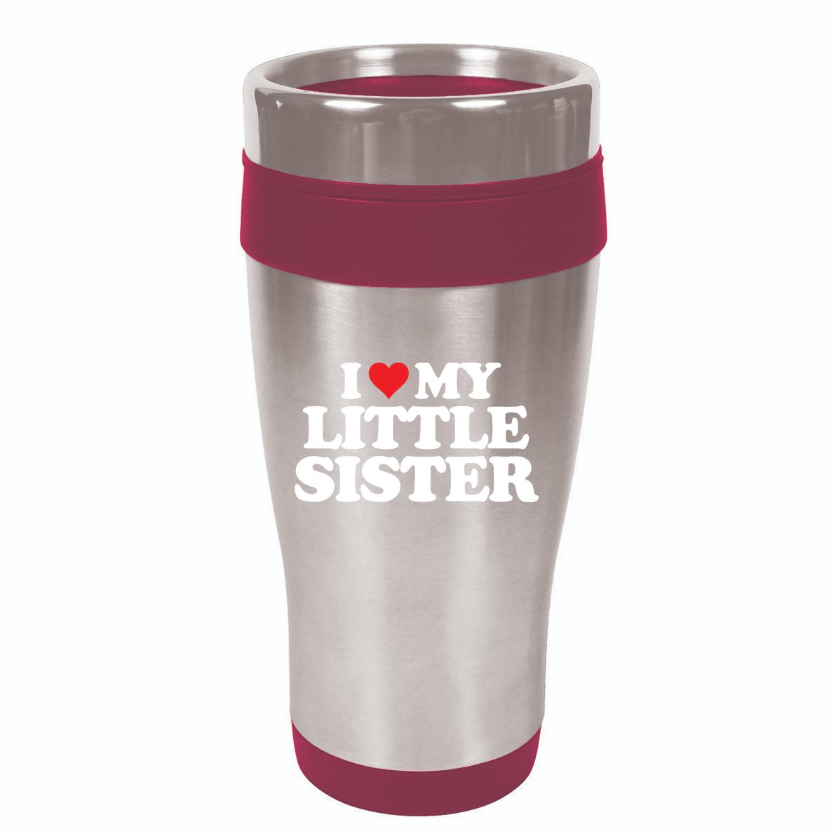 I Love My Little Sister Heart Funny Fun Gift 16oz Travel Tumbler