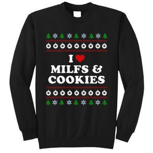 I Love Milfs and Cookies  Funny Ugly Xmas Sweater Humor Pun Swea Sweatshirt