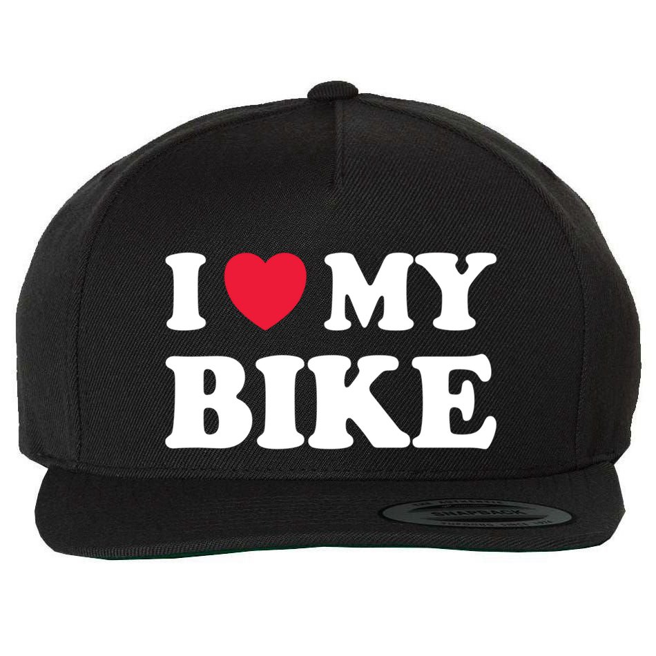 I Love My Bike Cute Gift Wool Snapback Cap