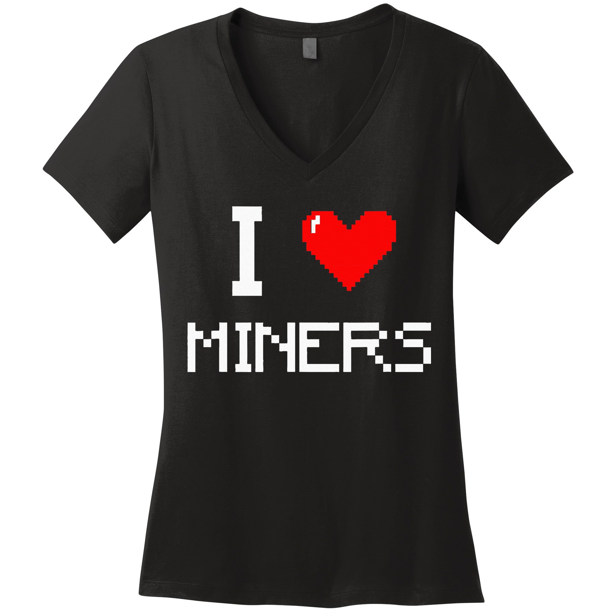 I Love Miners Funny Miner Mining Gamer Women's V-Neck T-Shirt