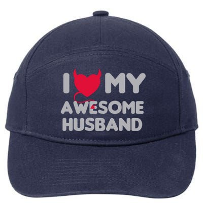 I Love My Awesome Husband Couple Matching Valentines Day Gift 7-Panel Snapback Hat