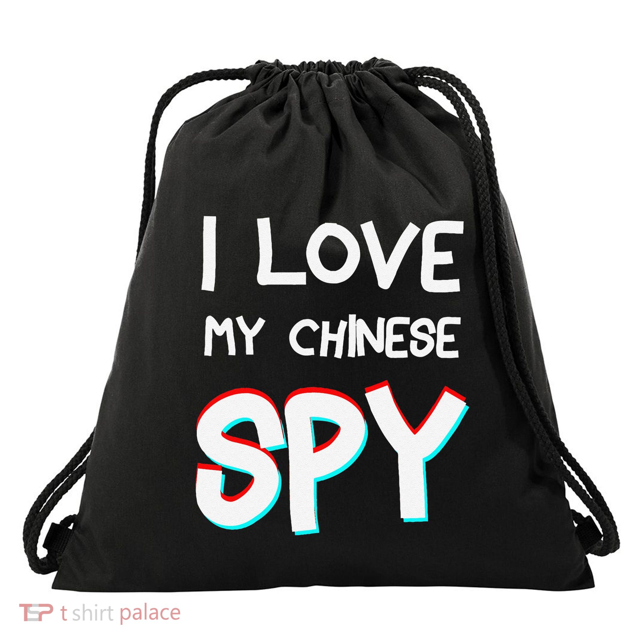 I Love My Chinese Spy Funny Playful Humor Design Drawstring Bag