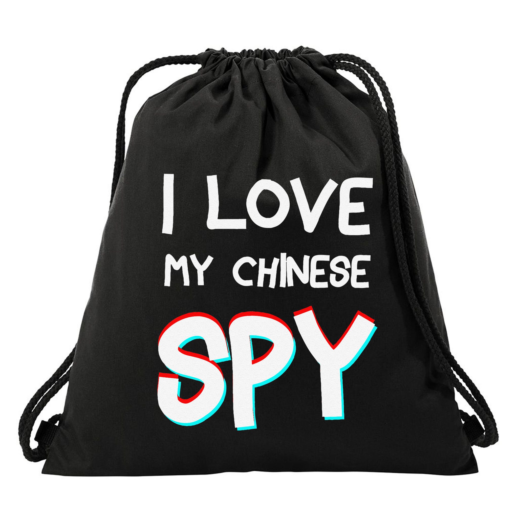 I Love My Chinese Spy Funny Playful Humor Design Drawstring Bag