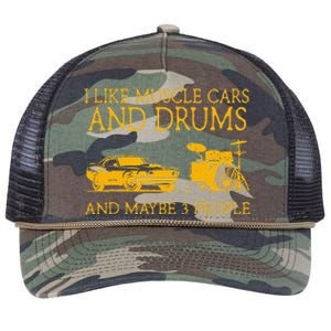 I Like Muscle Cars And Drum And Maybe 3 People Muscle Cars Retro Rope Trucker Hat Cap