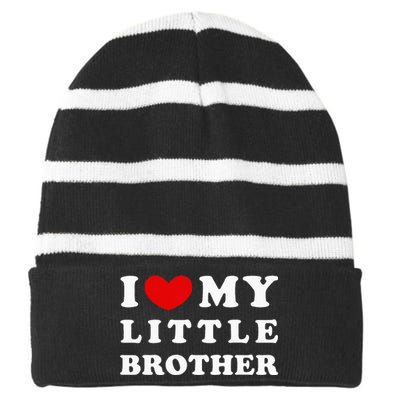 I Love My Little Brother I Heart My Little Brother Striped Beanie with Solid Band