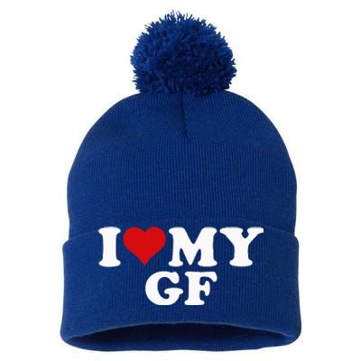 I Love My Hot Girlfriend I Heart My Hot Girlfriend Gf Pom Pom 12in Knit Beanie