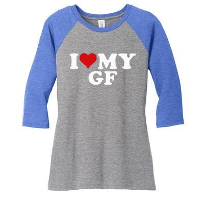 I Love My Hot Girlfriend I Heart My Hot Girlfriend Gf Women's Tri-Blend 3/4-Sleeve Raglan Shirt