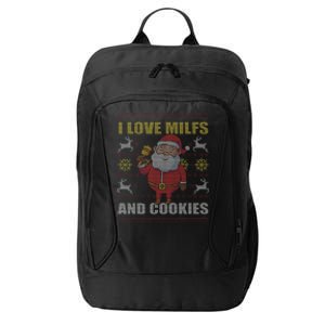 I Love Milfs and Cookies Funny Adult Christmas ugly sweater  City Backpack