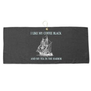 I Like My Coffee Black And Tea In The Harbor Large Microfiber Waffle Golf Towel