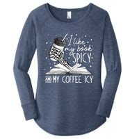 I Like My Books Spicy And My Coffee Icy Skeleton Book Lovers Women's Perfect Tri Tunic Long Sleeve Shirt