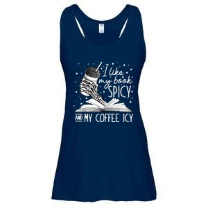 I Like My Books Spicy And My Coffee Icy Skeleton Book Lovers Ladies Essential Flowy Tank