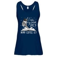 I Like My Books Spicy And My Coffee Icy Skeleton Book Lovers Ladies Essential Flowy Tank