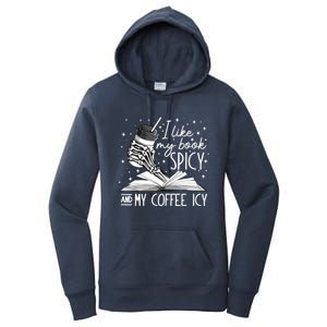 I Like My Books Spicy And My Coffee Icy Skeleton Book Lovers Women's Pullover Hoodie