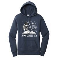 I Like My Books Spicy And My Coffee Icy Skeleton Book Lovers Women's Pullover Hoodie