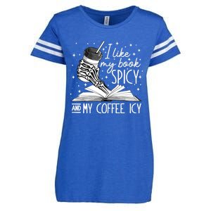 I Like My Books Spicy And My Coffee Icy Skeleton Book Lovers Enza Ladies Jersey Football T-Shirt