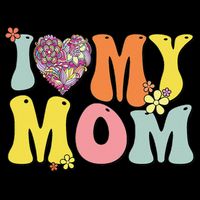 I Love My Mom I Heart My Mom Retro Groovy Mother's day 16 in Basic Backpack