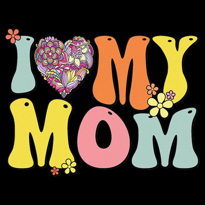 I Love My Mom I Heart My Mom Retro Groovy Mother's day 16 in Basic Backpack
